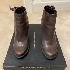 Brown leather French Connection booties